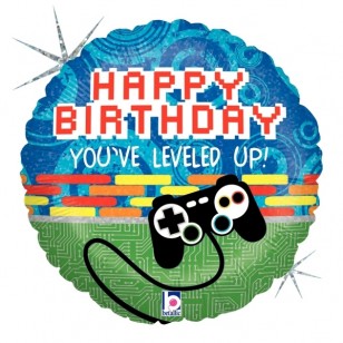 Happy Birthday Game Controller Leveled Up Gaming Party Balloon